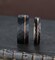 Men's wedding band, rose gold strip, black hammered tungsten carbide ring, gift for him, men's wedding ring, black ring, comfort fit ring product 6